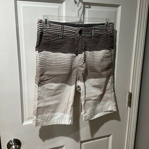 Calvin Klein - Gray, White, and Taupe Striped Men’s Shorts, Size 30